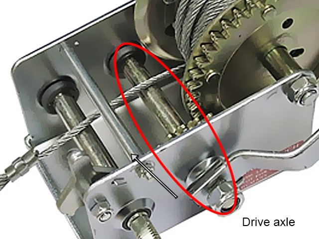 Les treuils manuels sont équipés d'un essieu moteur.