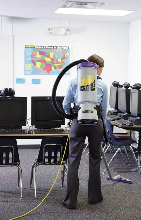 Cleaning Offices with Backpack Vacuum