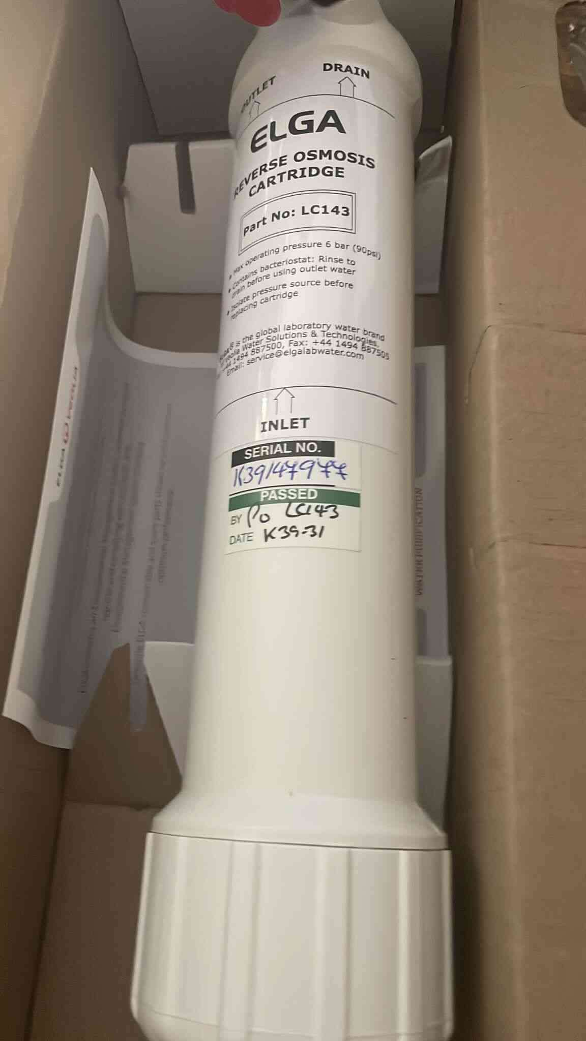 ELGA LC143  Cartridge |16D249| , RO replacement