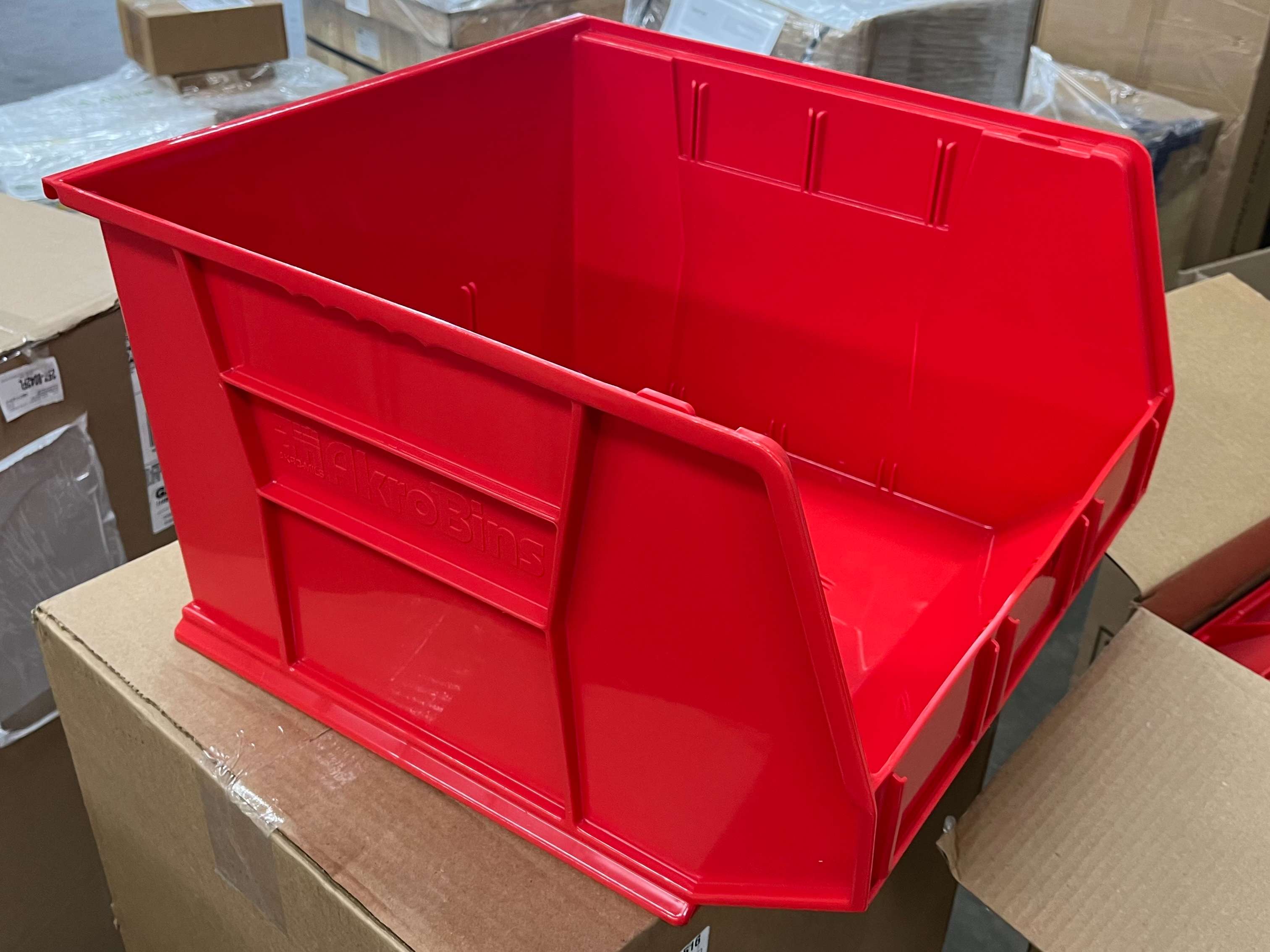 Akro-Mils 8212 Six Pack of 30210 Plastic Storage Stacking AkroBins for Craft and Hardware, Red, Product In Stock