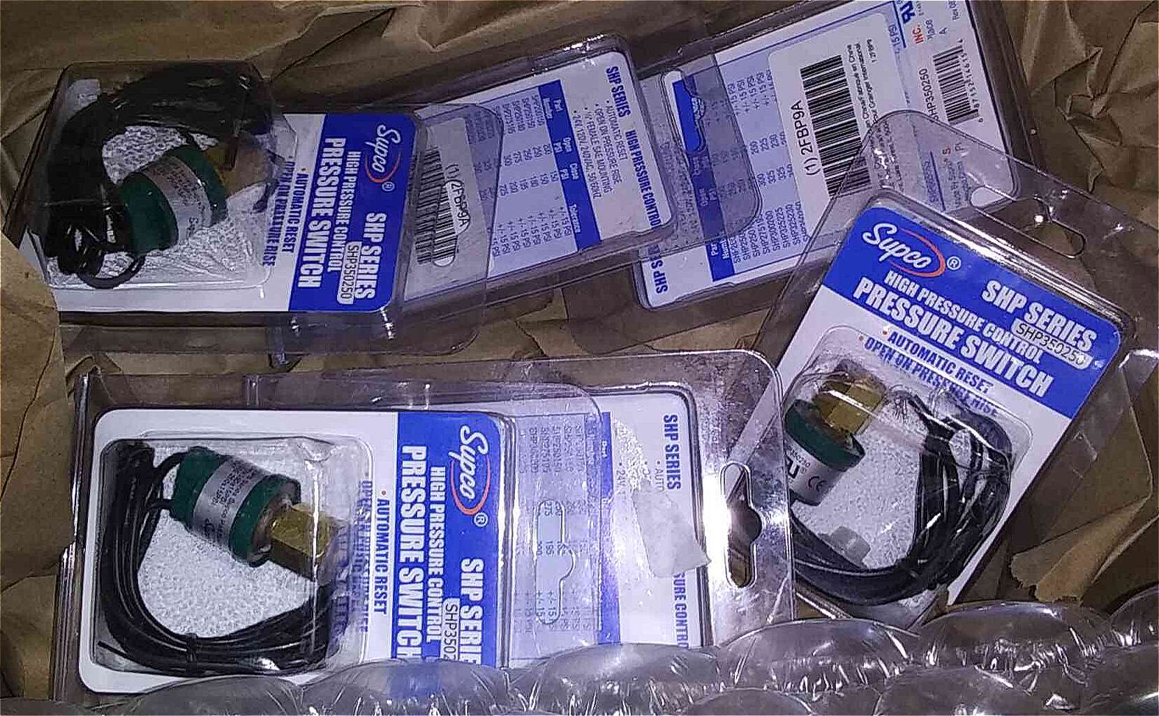 SUPCO SHP350250, High Pressure Switch, 24/120/240 VAC @ 50/60 Hz, Pack of 1, In Stock