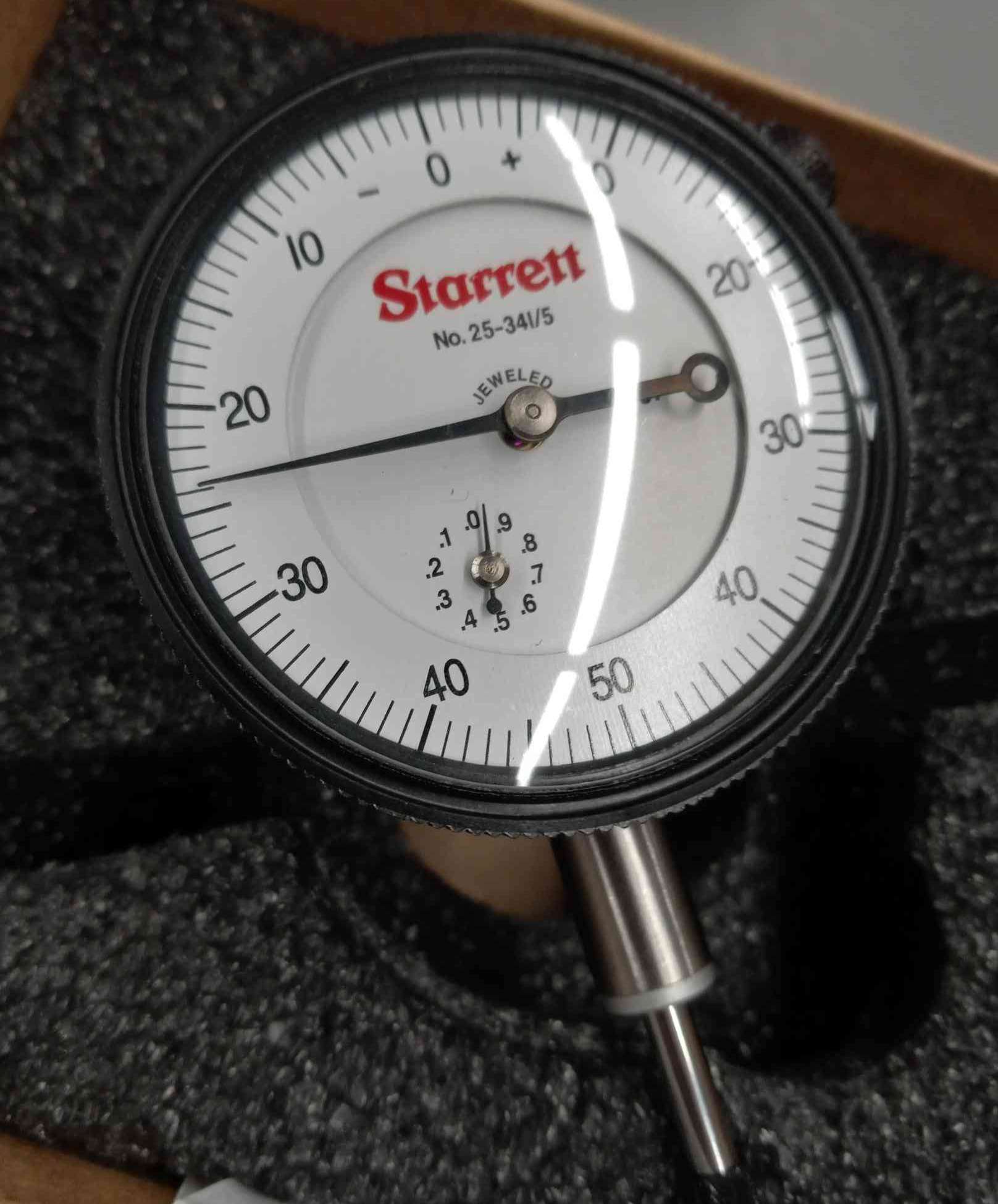 STARRETT 25-341/5J, Dial Size 2.25, Dial Indicator, Graduation 001, Range 0.500 inch, Satin Chrome, Ball Style