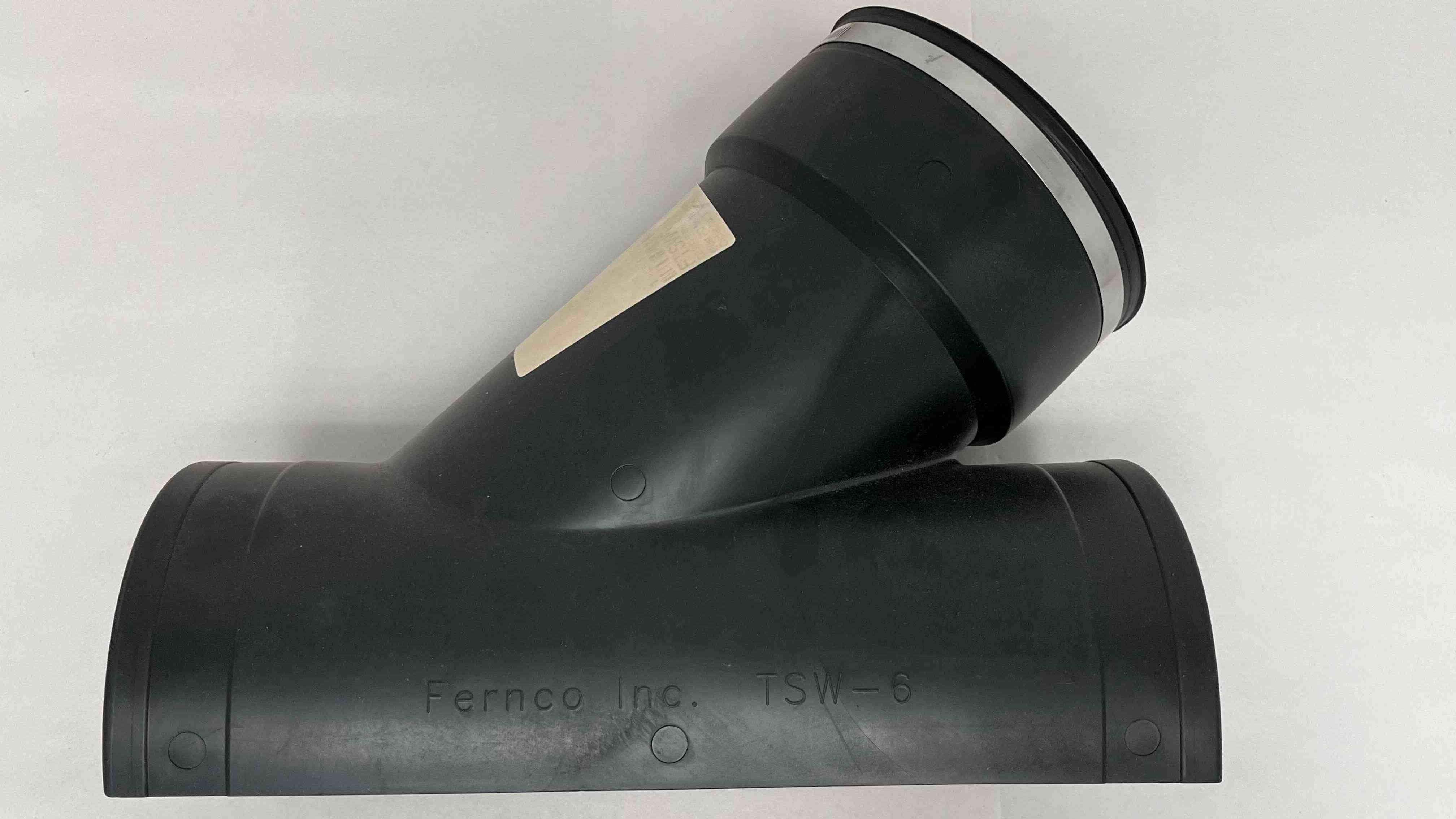 Flexible Tap Saddle Wye FERNCO TSW-6, 15-9/64 Inch Length, 300 Stainless Steel, Elastomeric PVC body material, 4.3 psi