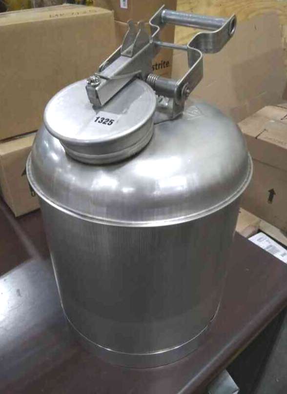 EAGLE 1325 Stainless Steel Disposal Cans, 5 Gallon, 18 Inch Height, Free Swinging Handle, Used For Flammables, Product In Stock, Front View