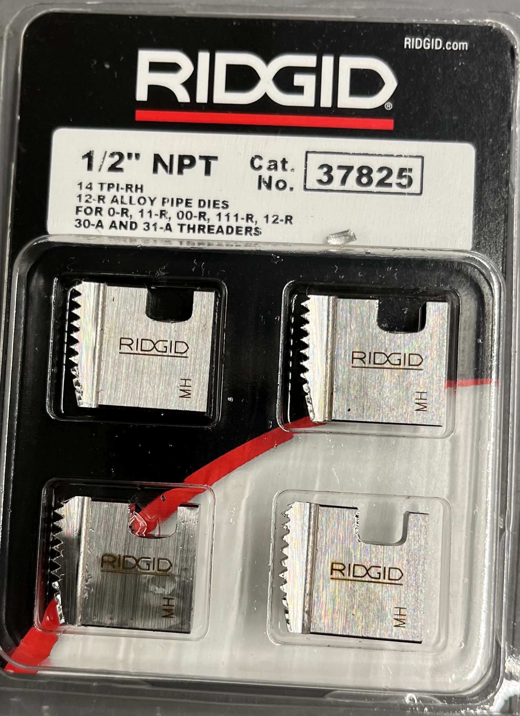 RIDGID 37825 Pipe, Replacement Pipe Die, threads per inch 1/2 to 14 inch, 4 Pc, Product in box, In stock