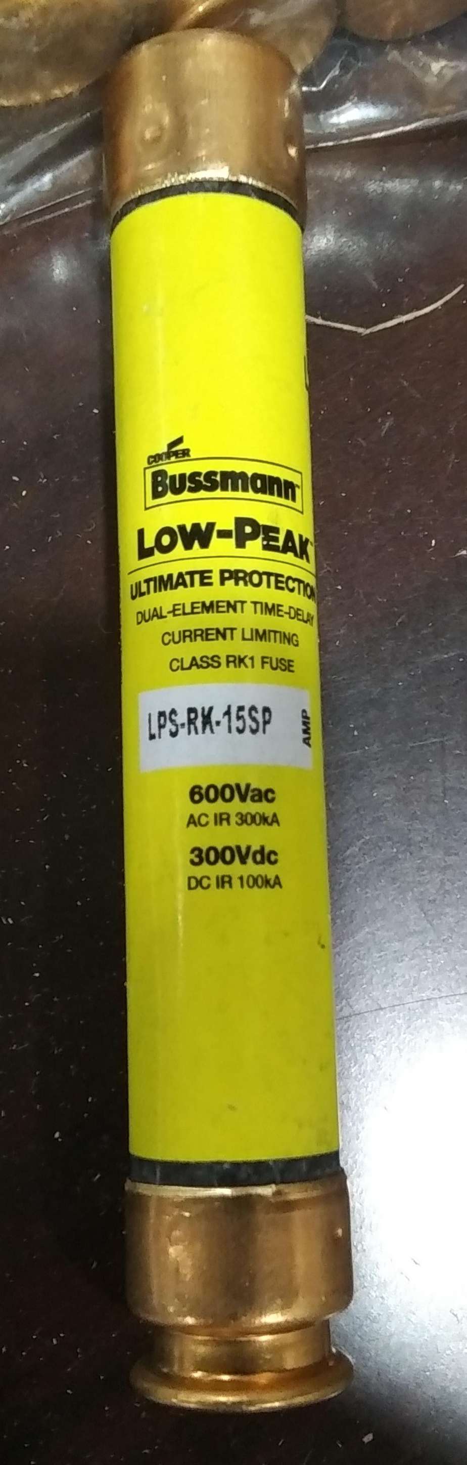BUSSMANN LPS-RK-15SP, Fuse, 15 A, 600 V, 15 A, Class RK1, In stock