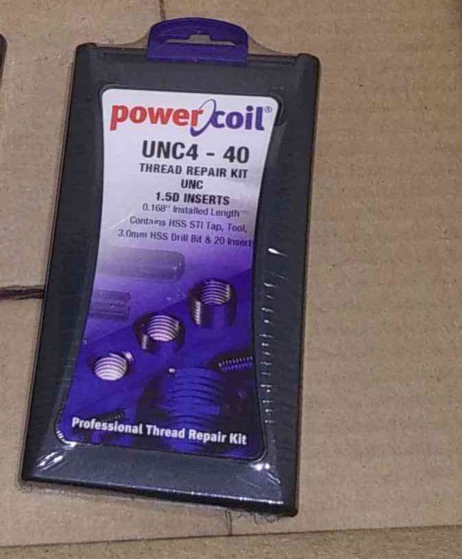 POWERCOIL 3532-4GK Helical Thread Repair Kit, Drill Size: 3.1mm, With Drill Bit, Free Running, No. of Pcs: 20, Thread Size: 4-40, In Stock 