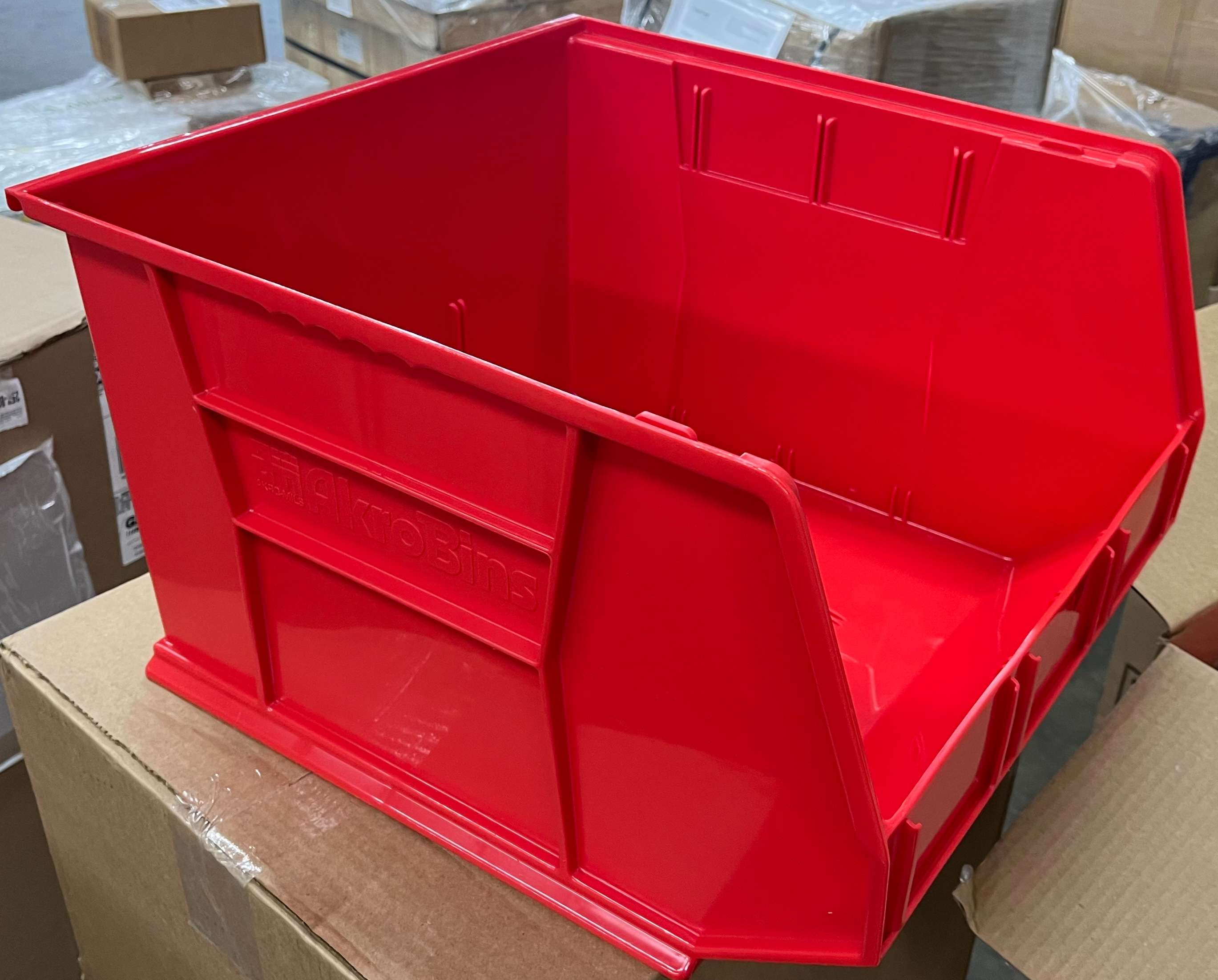 AKRO-MILS 30270RED Hang/Stack Bin, 16-1/2 Inch Width, 1 Inch Height, 18 Inch Length, Red, In stock
