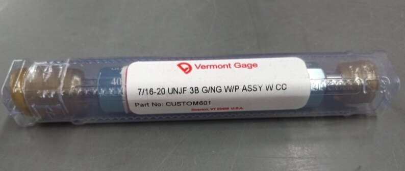 VERMONT GAGE 301153040 Taper lock Thread Plug Gage, 5.125 Inch Overall Length, 3/4-16 Thread Size, UNF Type, Packaged Product, In Stock