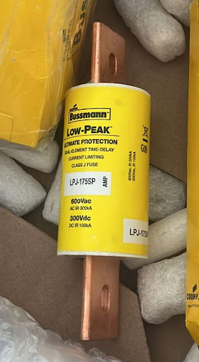 BUSSMANN LPJ-175SP Fuse 175a Class J Lpj, 6F372, 600vac/300vdc