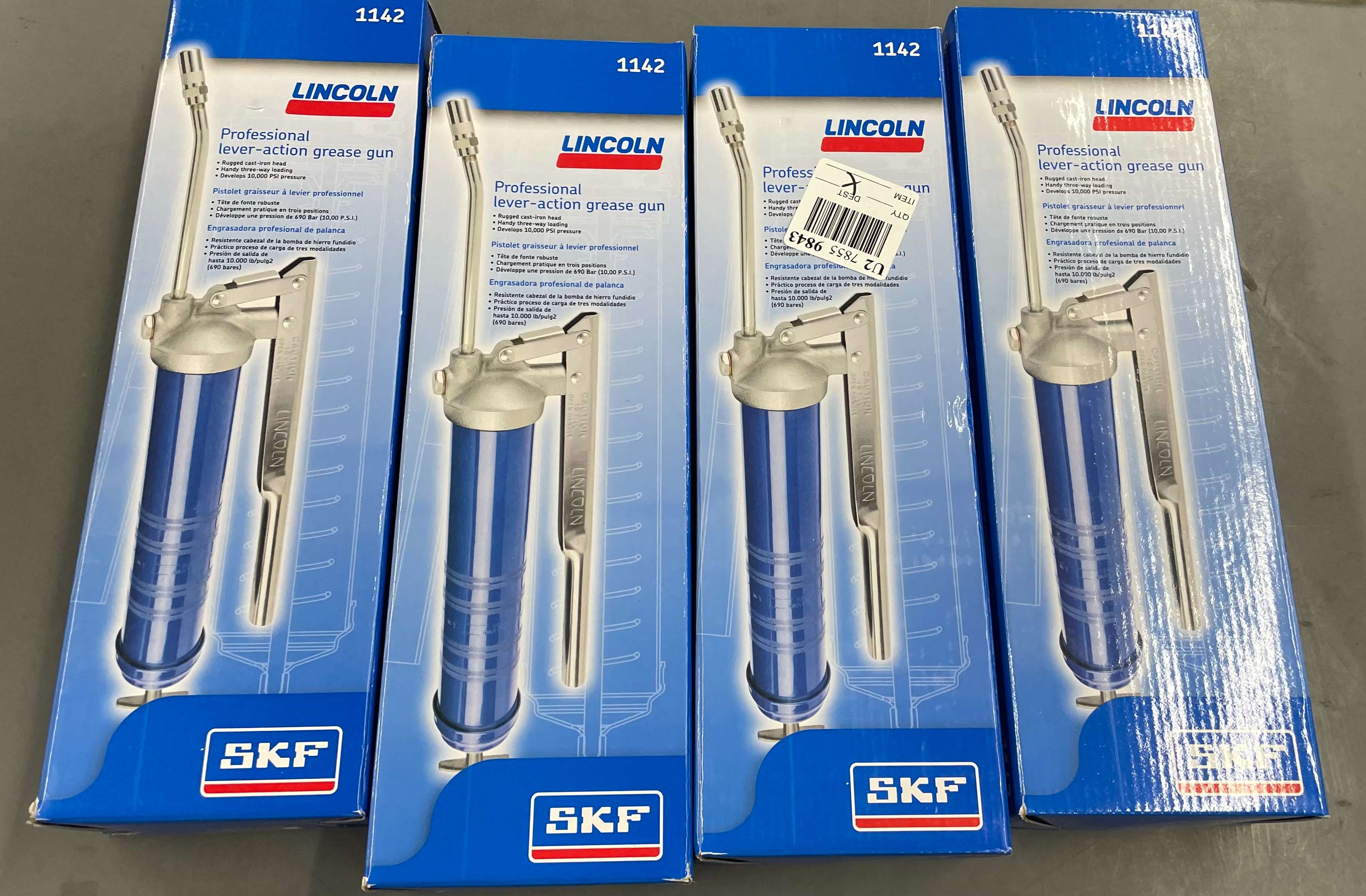 LINCOLN 1142 Grease Gun, 10000 psi, 16 oz., Lever Handle, product box, In stock