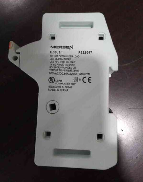MERSEN FERRAZ US6J1I Fuse Holder, 600V, 60A, J Class, 1 Pole, AC  Voltage Type, Product In Stock, Side View