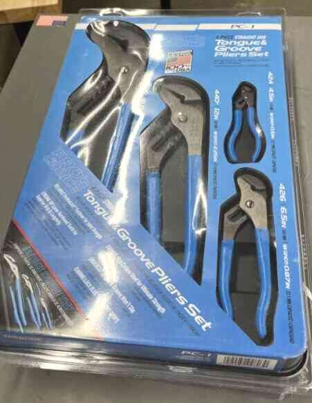 CHANNELLOCK PC-1 Tongue and Groove Plier Set, 4 Pieces, Dipped Handle Type, Steel, Product In Stock, Front View 