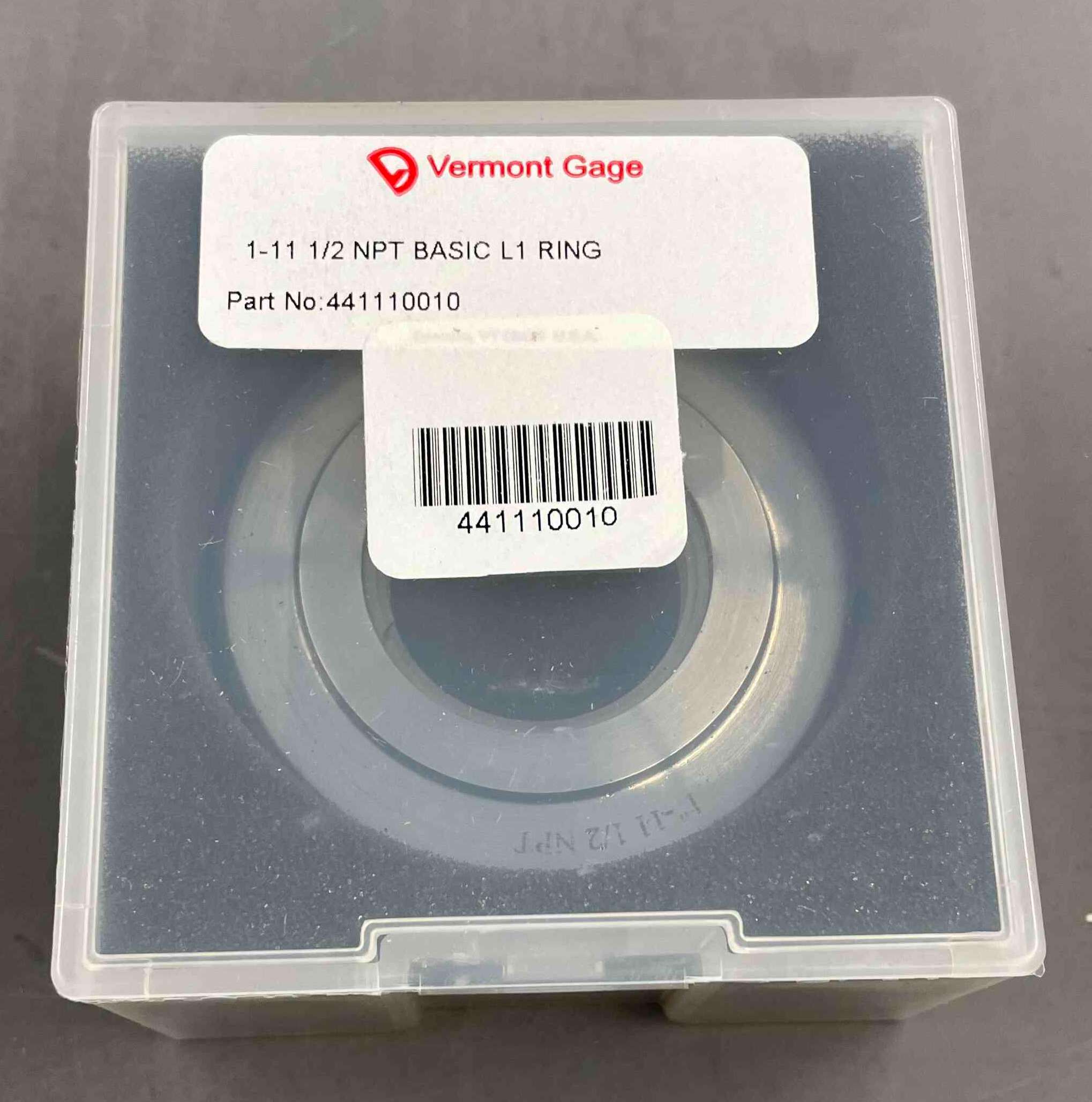VERMONT GAGE 441110010,	Pipe Thread Ring Gauge, Thread Size 1Inch-11-1/2, Thread Type NPT, In Stock