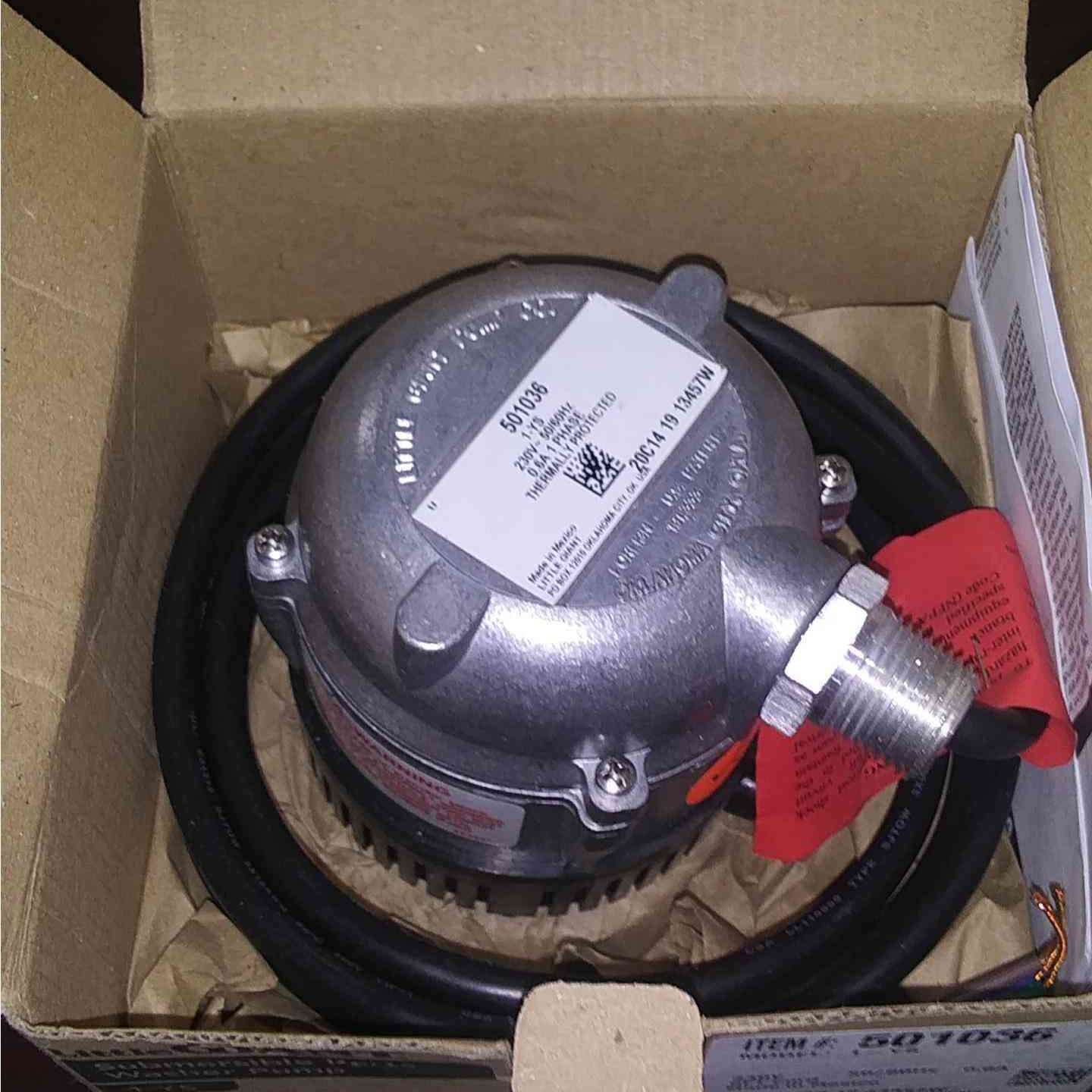 LITTLE GIANT PUMPS 501036 1/150 HP, 230 Volt Parts Washer Pump, with 6-Ft. Cord No Plug, Grey