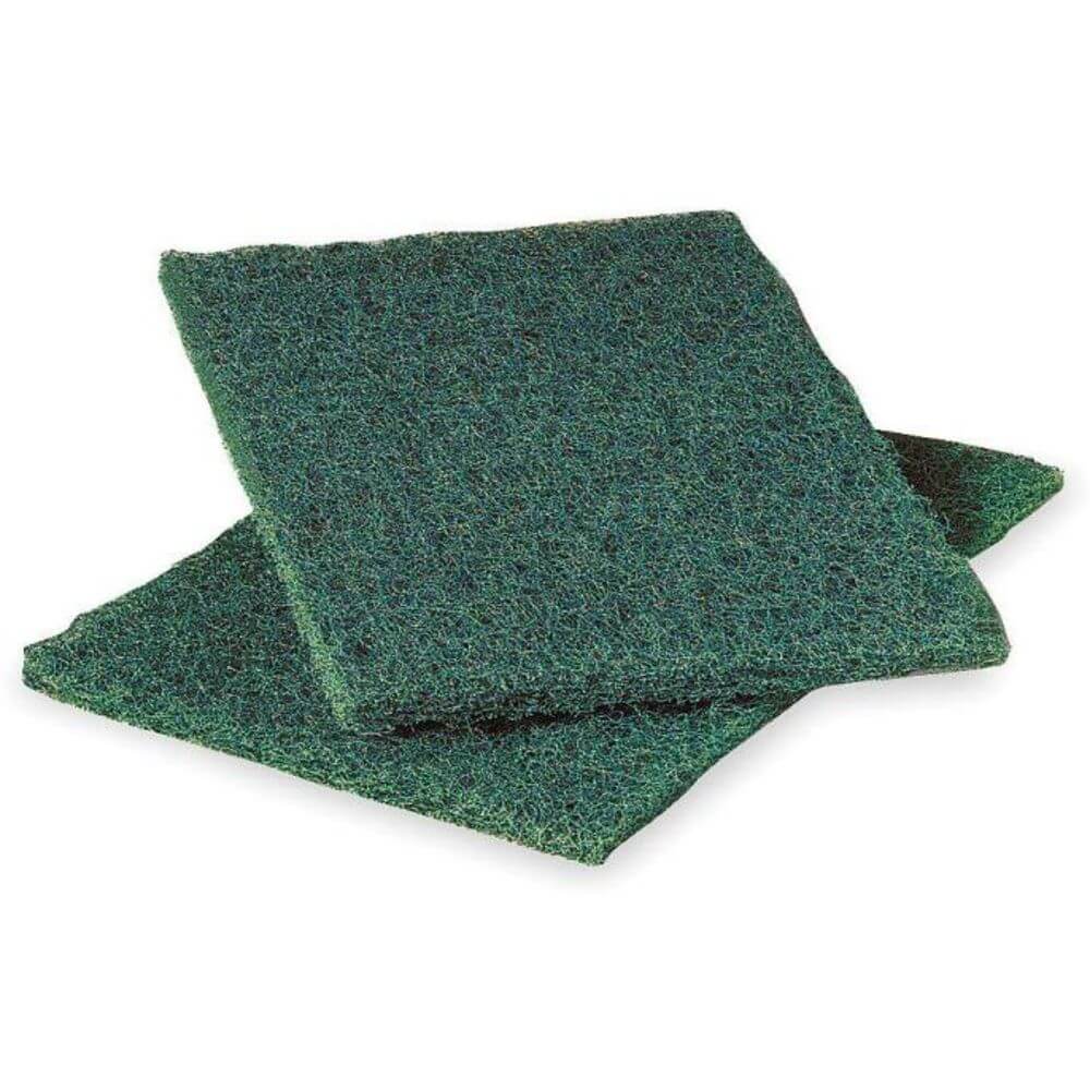 Scouring Pad, Synthetic Fiber, 9 Inch Length, 6 Inch Width, 1/2 Inch Height, Green