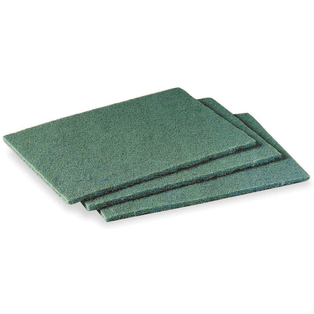 Scouring Pad, Fiber/Resin, 9 Inch Length, 6 Inch Width, 1/4 Inch Height, Green