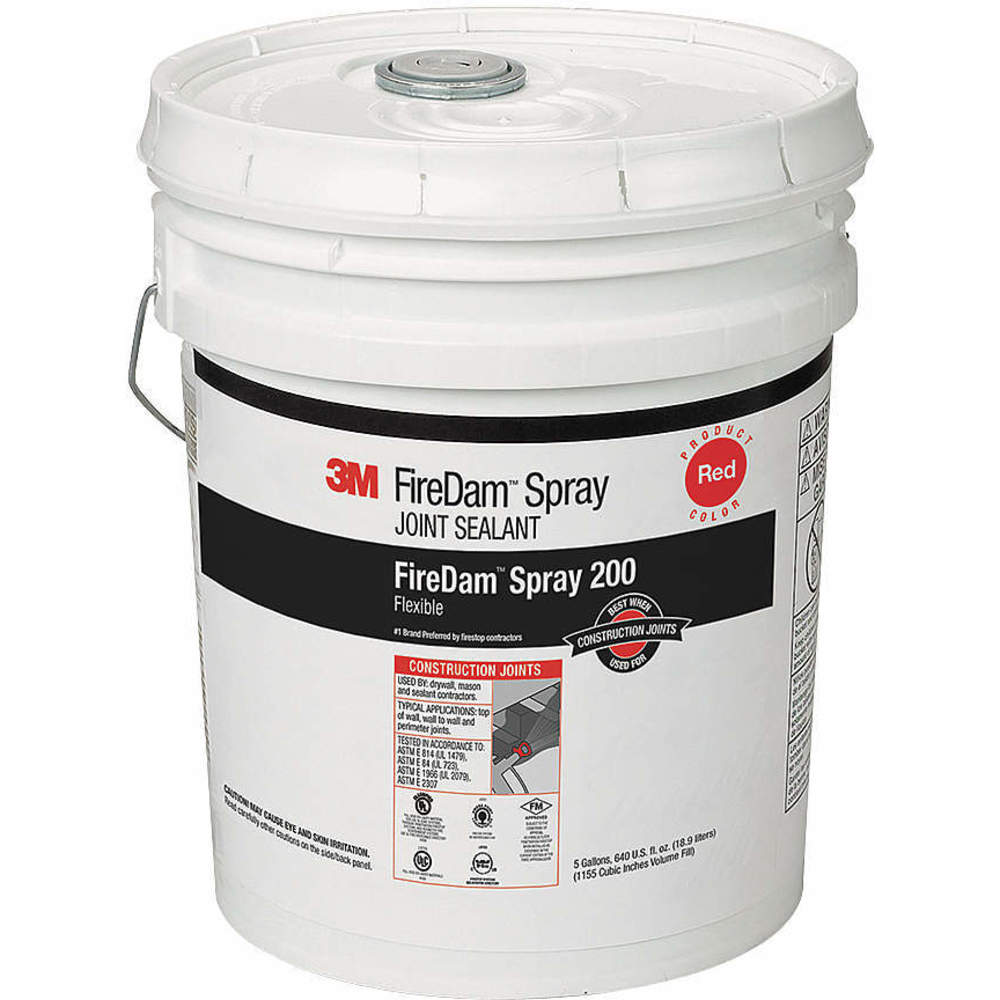 Fire Barrier Sealant, Spray, Red, Elastomeric, 5 gal Pail Container Size & Type