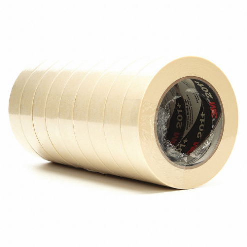 3M 201+ Paper Masking Tape, Rubber Tape Adhesive, 6.3 mil Thick, 48 mm X 55 m, Tan, 24 Pk | CE9UBA 29WT54