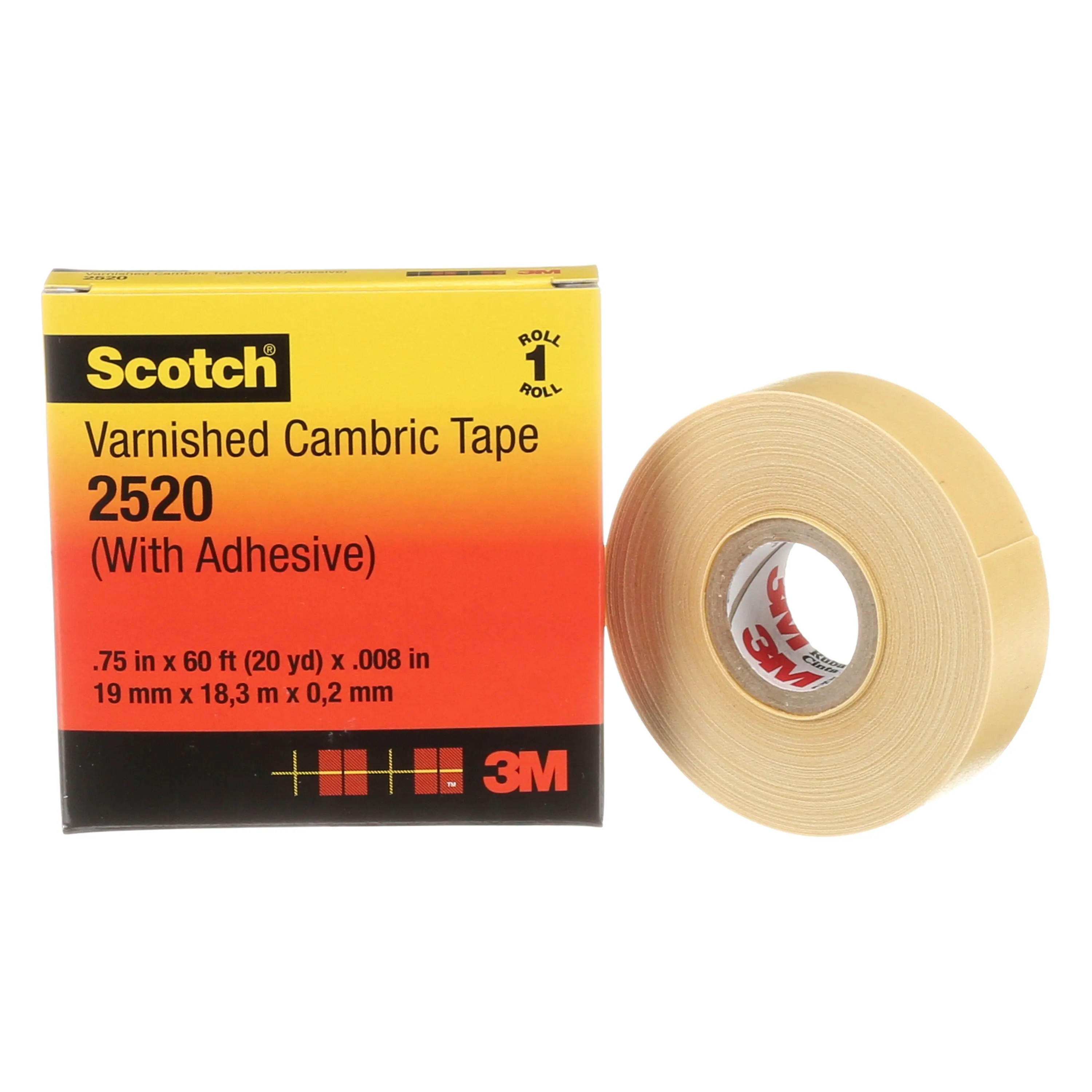 3M 2520-3/4x60FT Electrical Tape, 8 mil, 3/4 Inch x 60 Feet, PK20 | CY7MVP