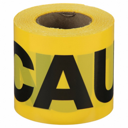 Barricade Tape, 300 Ft. Length, 3 Inch Width, Caution Legend, Polyethylene, Yellow Color