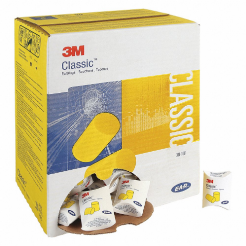 Ear Plug, Cylinder, 29 dB NRR, Uncorded, Disposable, Roll-Down, Yellow