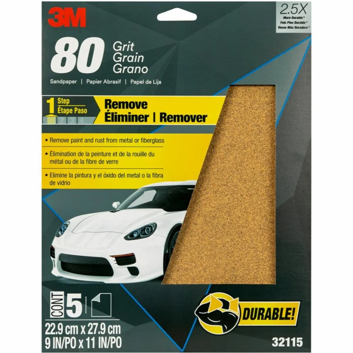 Sandpaper, 32115, 80grit, 9 Inch x 11 Inch Size, 10