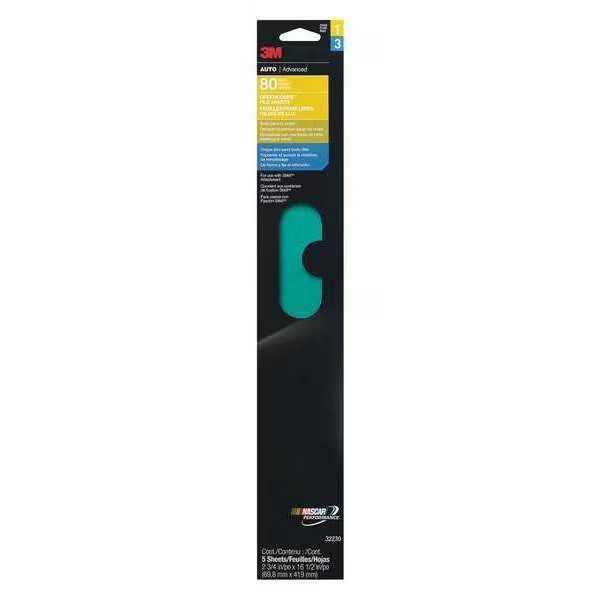 3M 32230 File Sheets, 2-3/4 Inch x 16-1/2 Inch Size, 80 Grit, PK50 | CY6VKL
