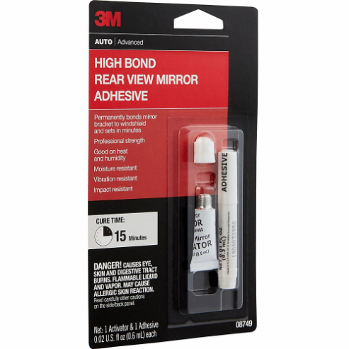 3M 08752 Clear Rearview Mirror Adhesive, 0.02 Oz, Tube, Fleet and Vehicle | CF2MTD 2CTF2