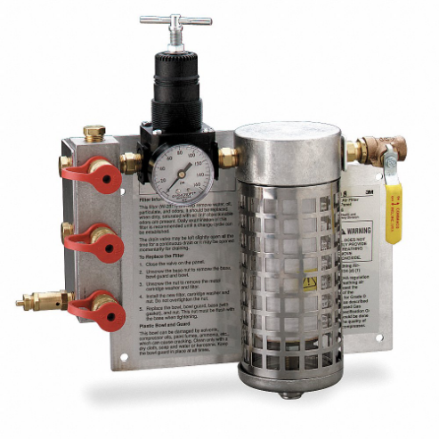 Wall Mount Air Filter and Regulator Panel, 105 psi Max Pressure, 50 cfm Air Flow