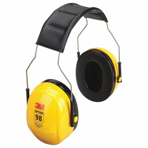 Ear Muffs, Over-the-Head Earmuff, Passive, 25 dB NRR, Foam/Polyurethane/PVC, Yellow