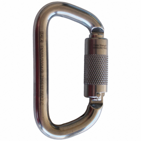 Carabiner Gate, Self-Locking, 3/4 Inch Gate Opening, 420 lb Capacity, Stainless Steel