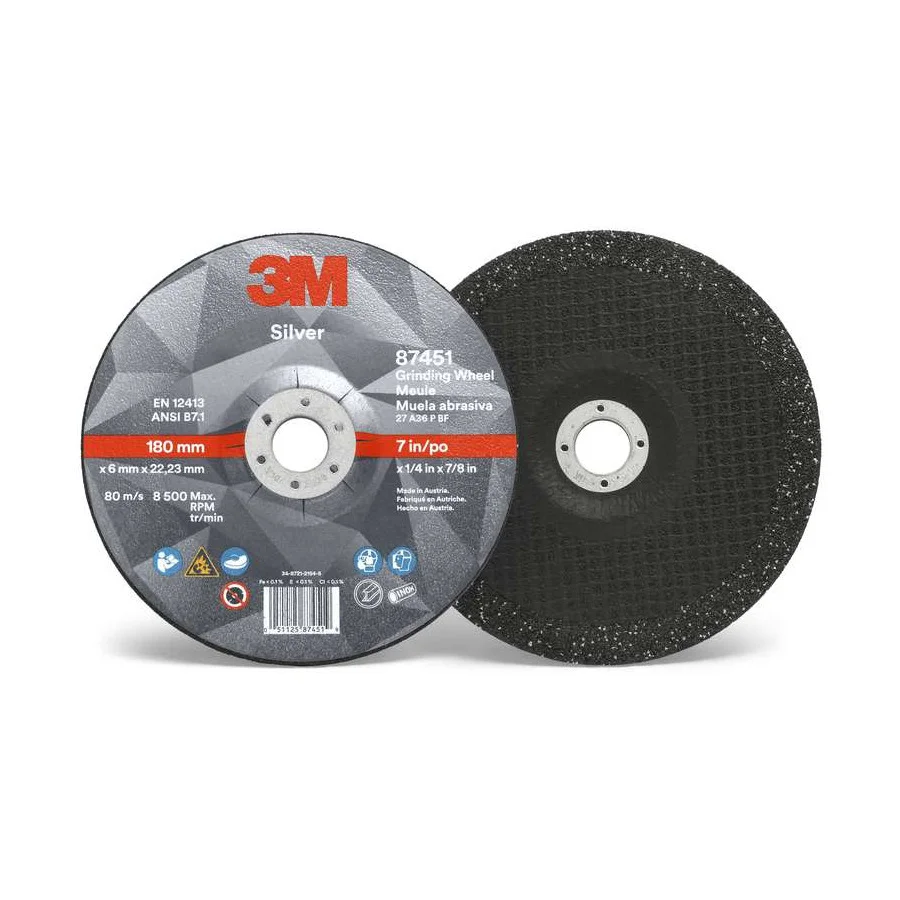 3M 87450 Depressed Center Wheels, 6 Inch Dia, 7/8 Inch Hole, Ceramic Grain, 36 Grit, Type 27 | CN7UAK 450Y31