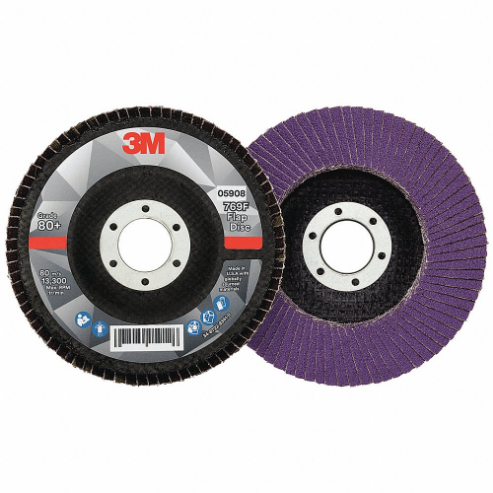 3M 769F Flap Disc, Ceramic Grain, 4 1/2 Inch Disc Diameter, 80 Abrasive Grit | CF2DUW 498X91