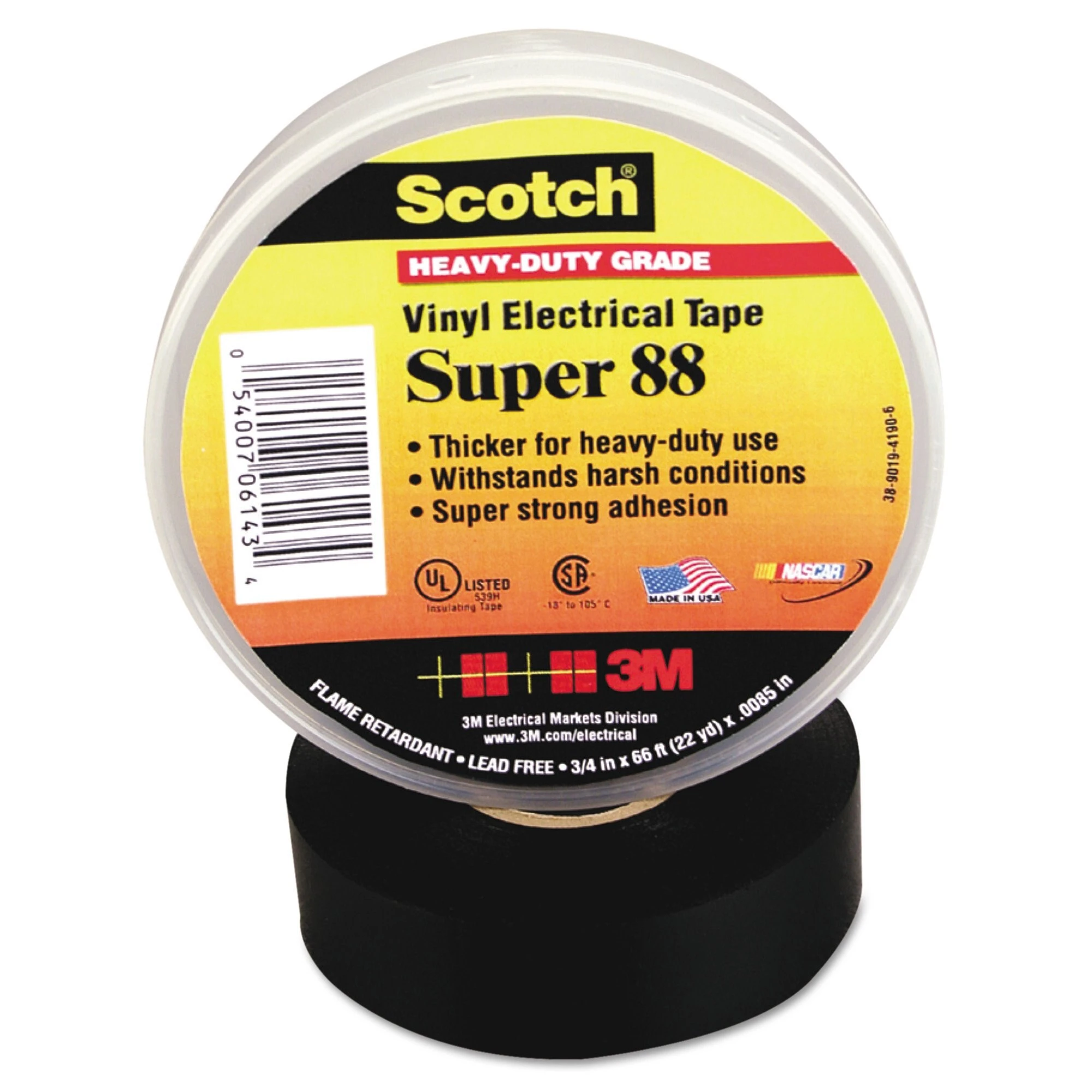 3M 80610833867 Scotch 88 Super Vinyl Electrical Tape, 0.75 Inch x 66 Feet, Black | CY7NCU