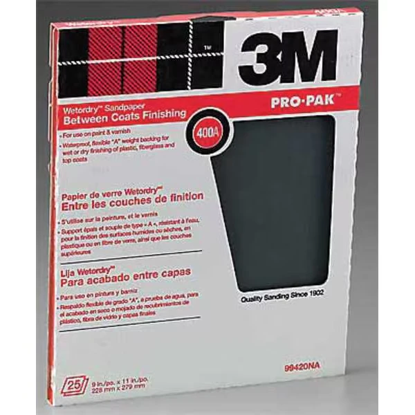 3M 99420NA Sanding Sheet, 11x9 In, 400 G, SC, PK250 | CY6WQB