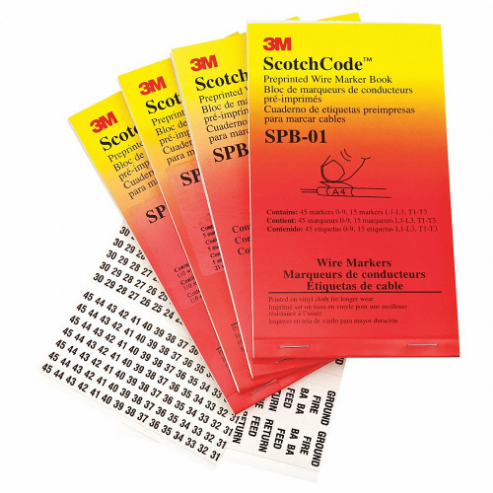 3M SPB-08 Pre-printed Wire Marker Book, 5 Pk | AB9LER 2DUG2