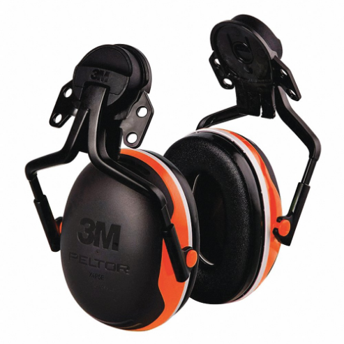 Hard Hat Mounted Ear Muffs, 25dB, Orange