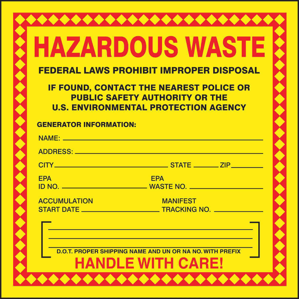 ACCUFORM SIGNS MHZW20PSC Hazardous Waste Label Red/yellow - Pack Of 100 | AF3XTY 8EM95