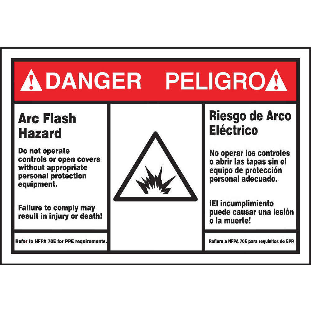 ACCUFORM SIGNS SBLSPS149 Label 3-1/2 x 5 Danger Arc Flash Hazard | AC6THP 36A915