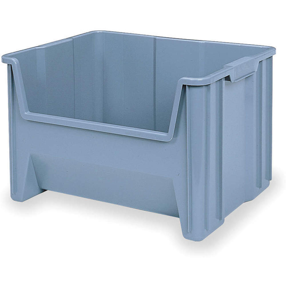 Stacking Bin, 15-1/4 Inch Length, 19-7/8 Inch Width, 12-7/16 Inch Heght, Gray