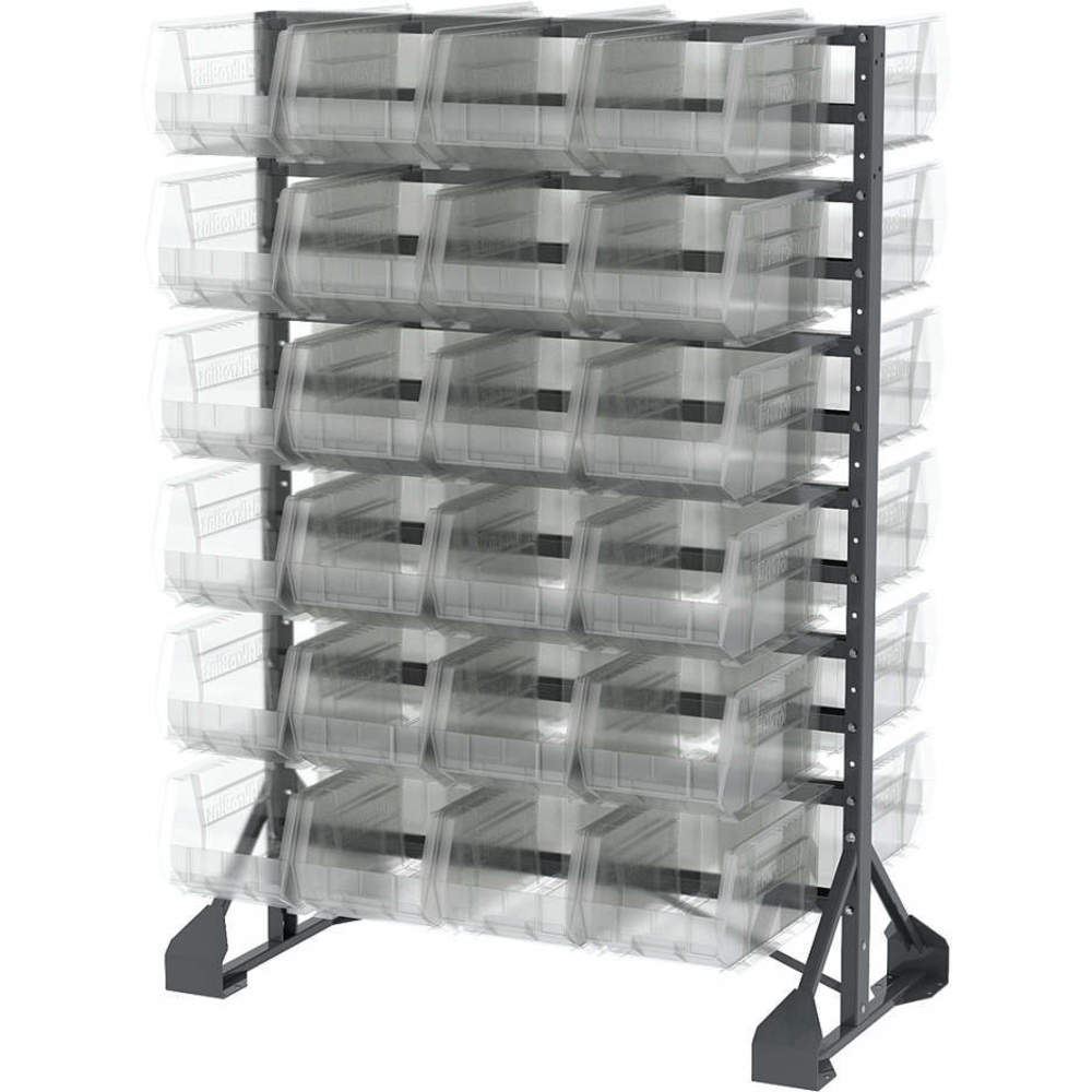 Single Sided Bin Rail Unit, 48 Bins, Clear