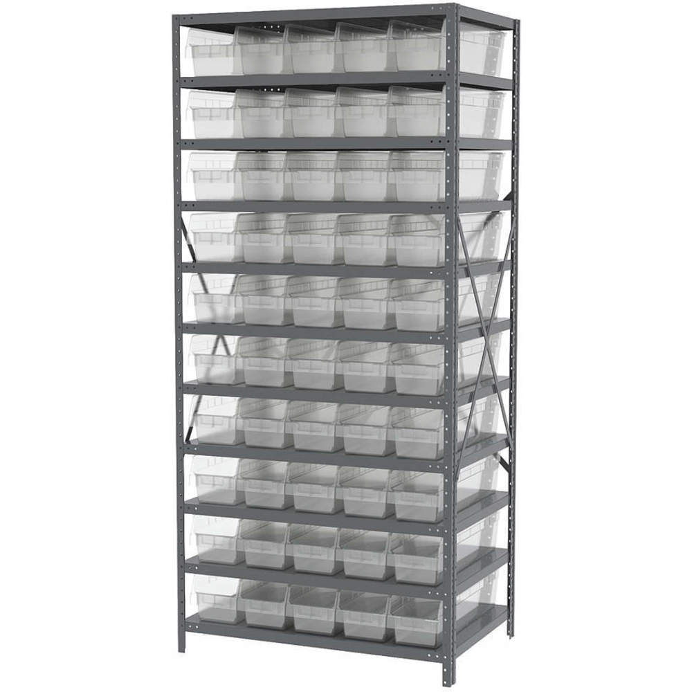 AKRO-MILS AS2479094SC Bin Shelving Steel, 36 Inch Width, 24 Inch Depth, 79 Inch Height, 50 Bins, Clear | AD3NVQ 40K556