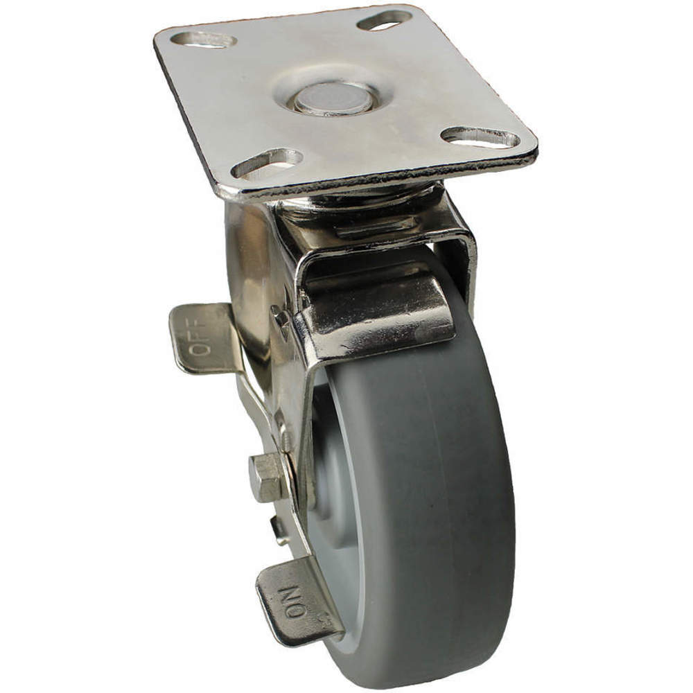 Swivel Plate Caster With Brake 300 Lb 5 Inch Diameter