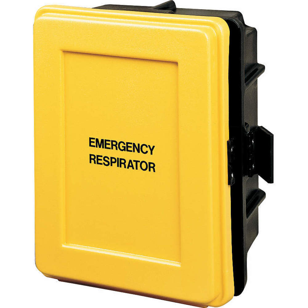 Emergency Respirator Storage Wall Case, 14 x 9 1/2 x 21 Inch Size, Black/Yellow