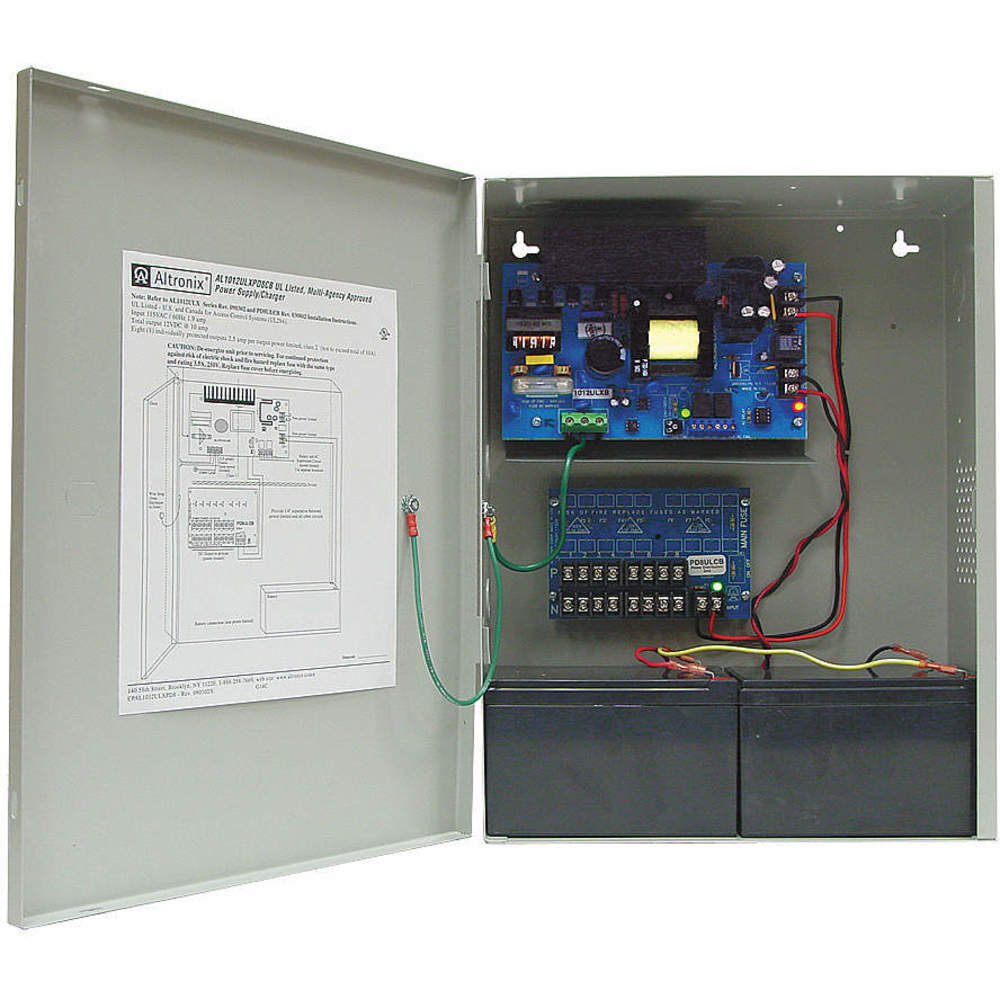 ALTRONIX AL1012ULXPD8CB Power Supply Charger, 12VDC @ 10A, Wall Mount Enclosure | AD9KJA 4TEG9
