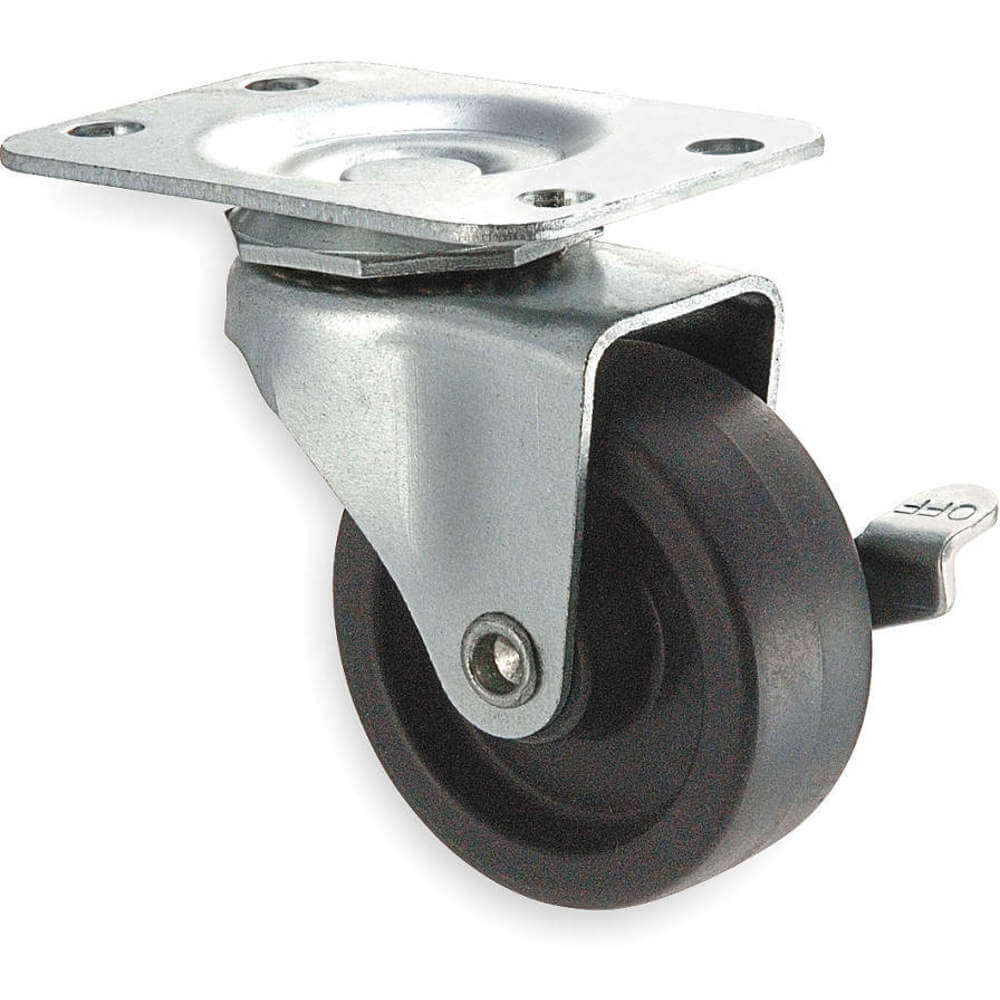 Swivel Plate Caster With Brake 100 Lb 2 Inch Diameter