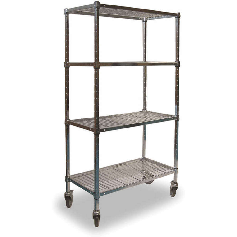 APPROVED VENDOR 2HDE5 Wire Cart 4 Shelf 36x18x70 Chrome | AC2AFM