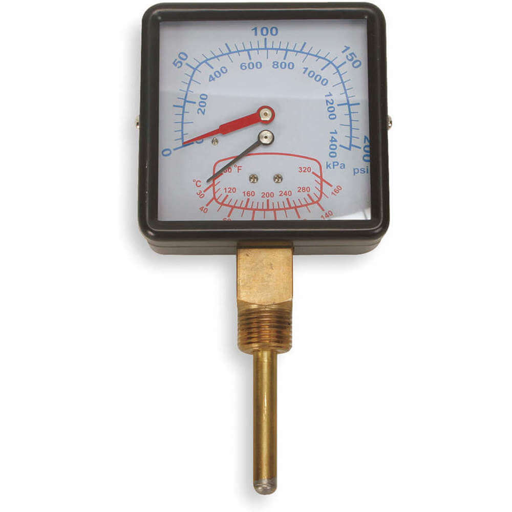 Boiler Gauge Square 0-200psi 80 To 320 F