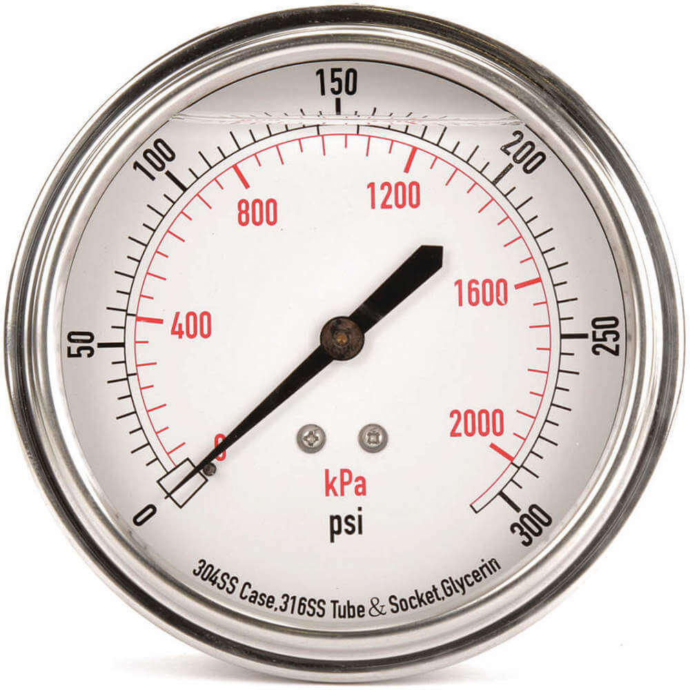 Pressure Gauge Liquid Filled 3-1/2 In